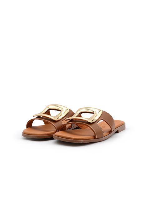 CIABATTA CON PLACCA CUOIO OH MY SANDALS | 5565PCUOIO